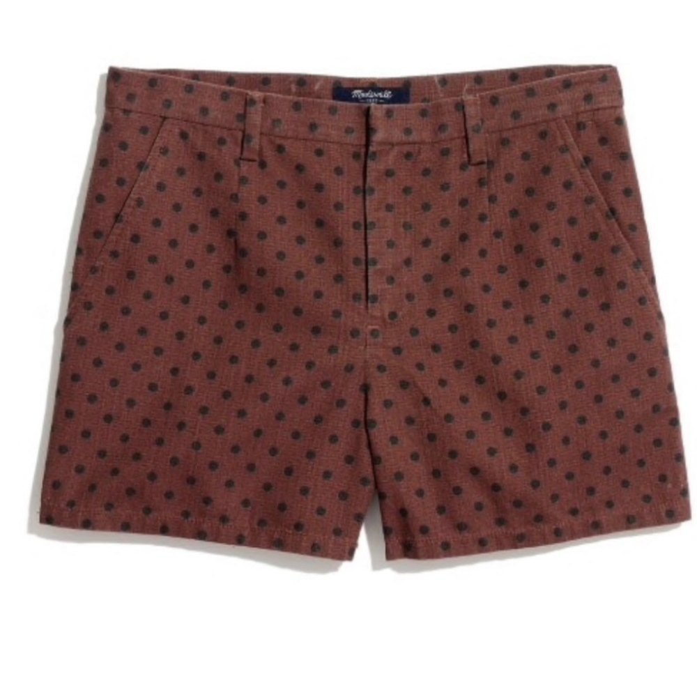 Madewell Maroon Polka Dot Chino Shorts